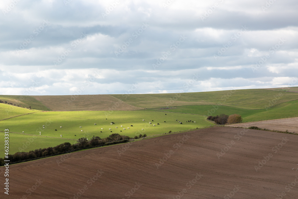Looking out over farmland in Sussex on aa autumn day