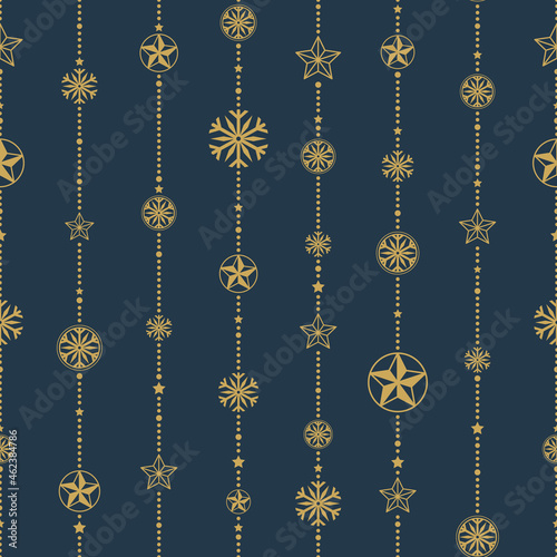 Gold stars and snowflakes o...