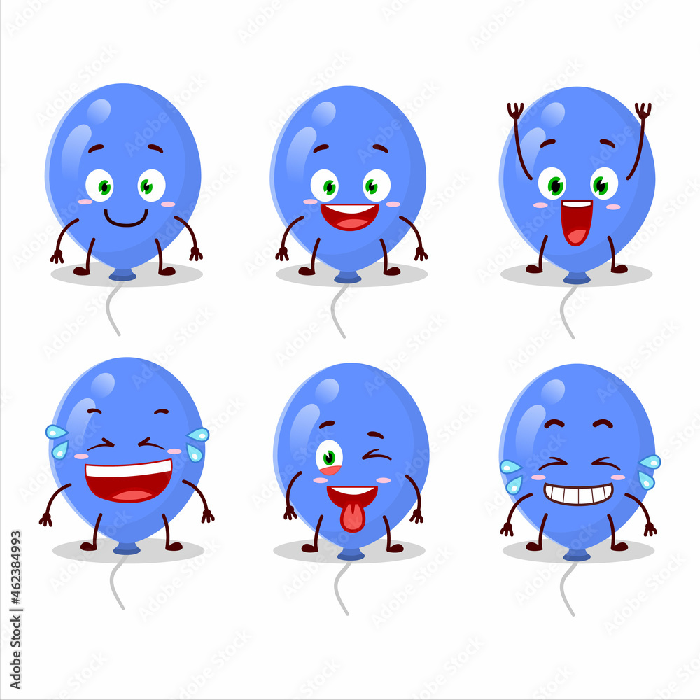 Cartoon character of blue balloons with smile expression Cartoon character of blue balloons with smile expression