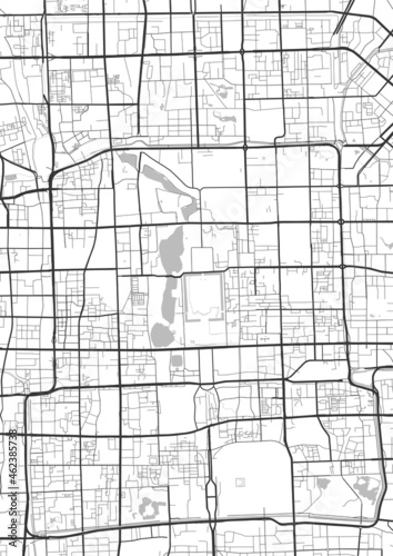 Beijing map. Detailed map of Beijing city administrative area. Cityscape panorama.