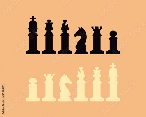 vector chess set in black and white
