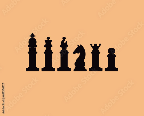 vector chess set in black and white