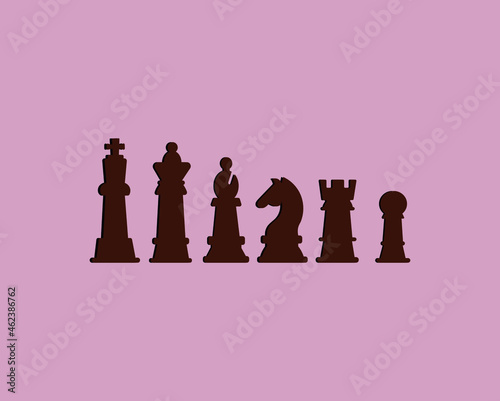 vector chess set in black and white