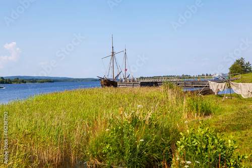 Dubel-boat "Yakutsk" at the pier. Kizhi Island. Republic of Karelia. Russia