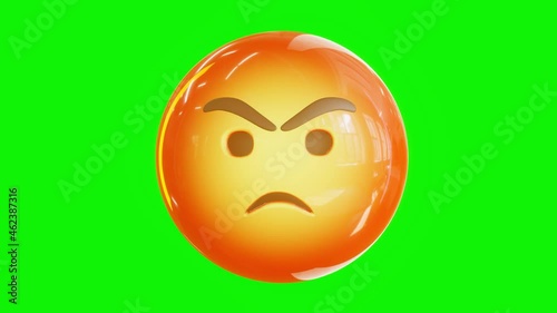 Emoji angry, 3D emoji angry or mad animation, swear, loopable, green background