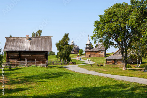 Historical and architectural sights on the Kizhi island. Republic of Karelia. Russia
