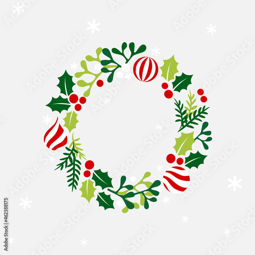 Christmas wreath with leaves