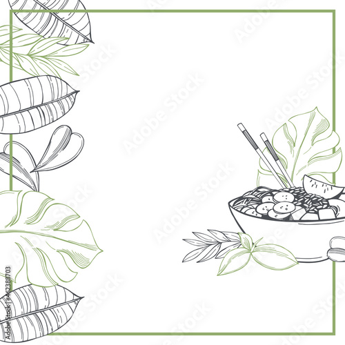Poke bowls.  Vector background.