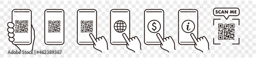 QR code scan icon with smartphone, scan me barcode sign, Vector illustration.
