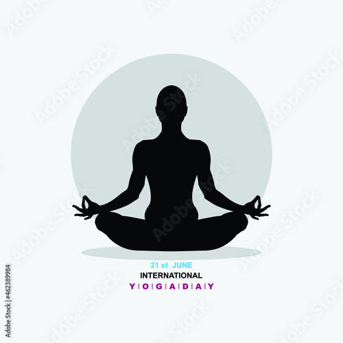 Vector illustration of yoga  Lotus Position. June 21st international yoga day. Yoga Silhouette Stock Illustration.yoga vector image.