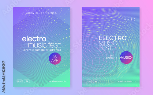Neon club flyer. Electro dance music. Trance party dj. Electronic sound fest. Techno event poster.