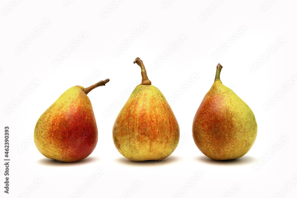 Red-yellow ripe pears on a white background. Isolate. Red-yellow ripe pears on a white background. Isolate.