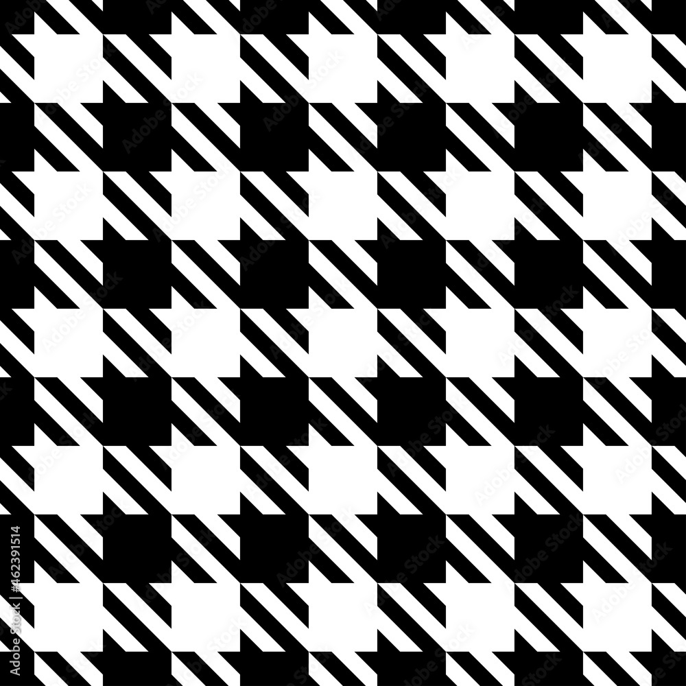 Pepita Houndstooth black and white fabric seamless pattern. Vector