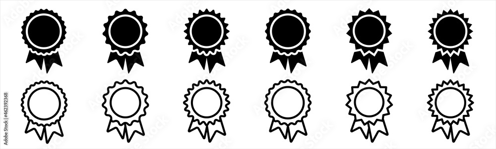 Badge with ribbons icon. Winning award, prize, medal or badge flat icon for apps and websites.