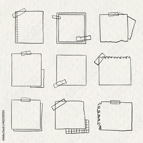 Digital note vector set in hand drawn style
