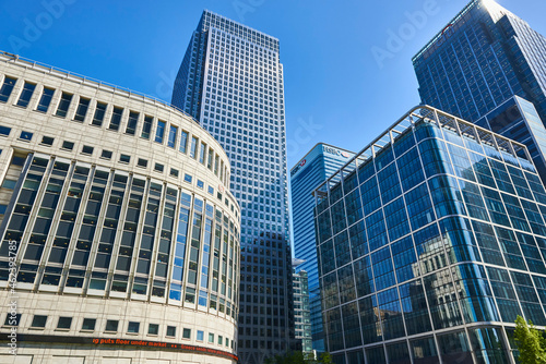Financial buildings  in Canary Wharf in the island of dogs, London, UK photo