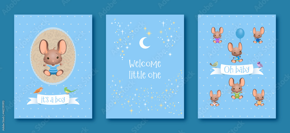 Set of light blue baby shower invitations and thanks cards Set of light blue baby shower invitations and thanks cards