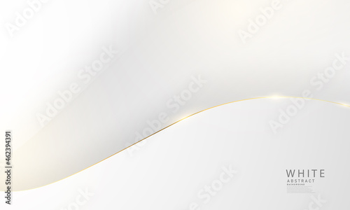 Abstract white and gray background with gorgeous golden line decoration.