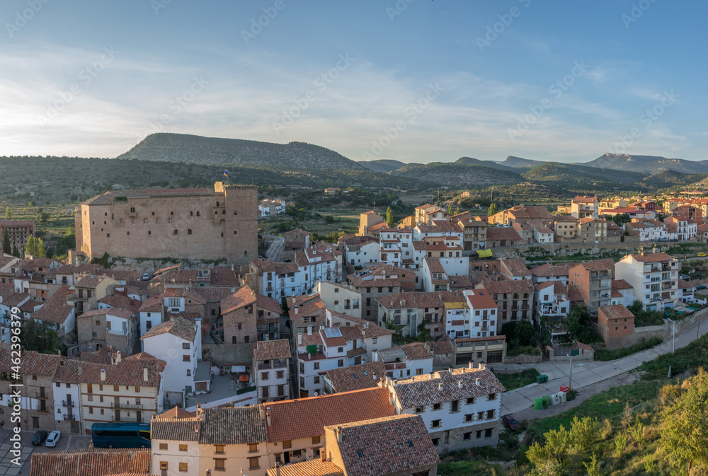 Mora de Rubielos Castle in Teruel Spain Gudar Sierra panorama