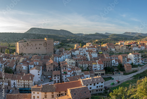 Mora de Rubielos Castle in Teruel Spain Gudar Sierra panorama photo