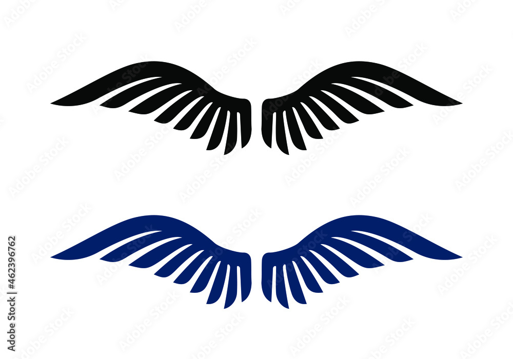 Obraz premium Wing logo company, Abstract wing logo vector, Animal wing design concept, vector wing pair isolated black on white Background