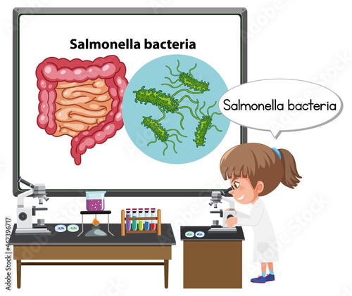 Young doctor explaining salmonella bacteria