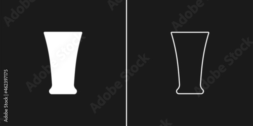 Glass tequila. Two types of images. Contour line art in flat style. Silhouette wine glasses on a black background. Restaurant alcoholic illustration for celebration design. Beverage outline icon