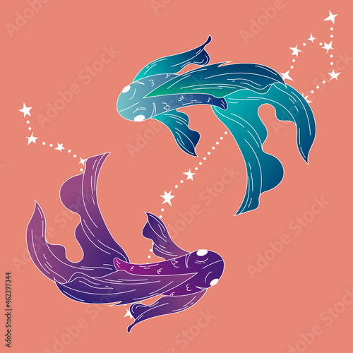 Pisces astrological sign design vector