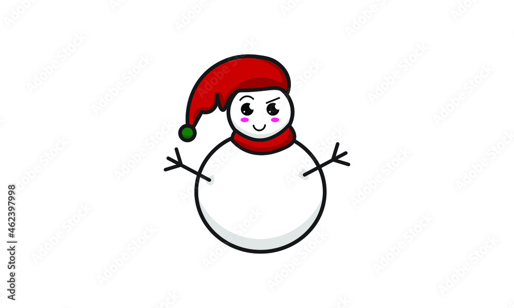 Vector Cute Kawaii Christmas Snowman Vector Cute Kawaii Christmas Snowman