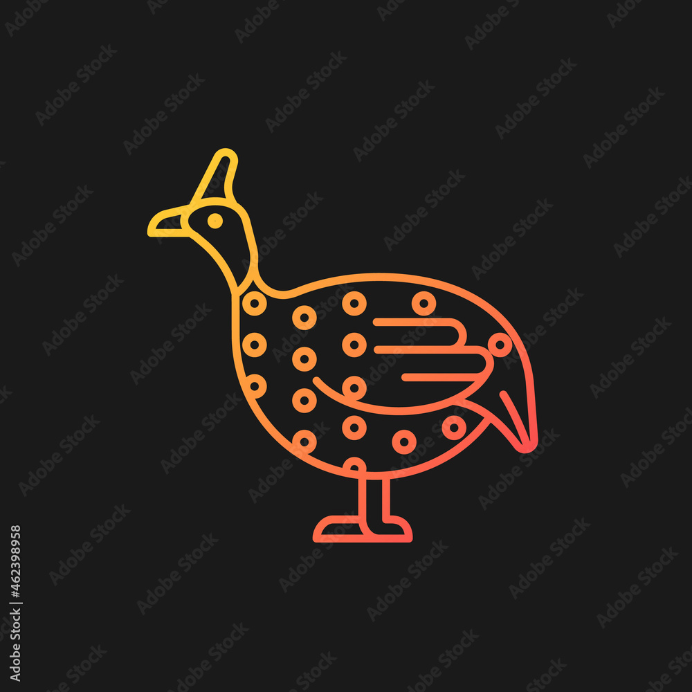 Guinea fowl gradient vector icon for dark theme. Domesticated bird ...