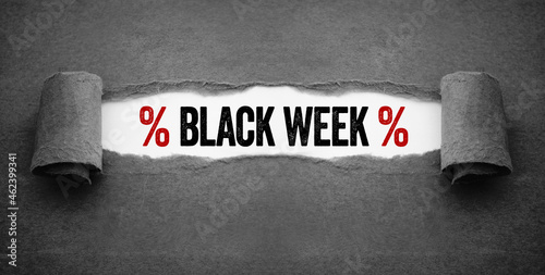 Black paper work with black week and black friday with red percent sign © Stockwerk-Fotodesign
