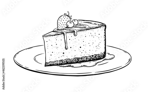 Vector illustration of Cheesecake on plate