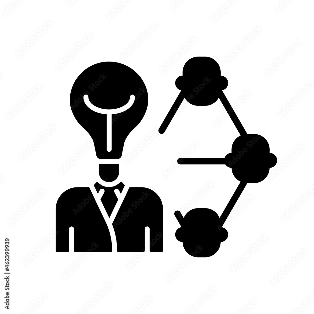 Influencing and leadership black glyph icon. Inspire people. Control and guidance at work. Persuade and manage. Leading skills. Silhouette symbol on white space. Vector isolated illustration Influencing and leadership black glyph icon. Inspire people. Control and guidance at work. Persuade and manage. Leading skills. Silhouette symbol on white space. Vector isolated illustration