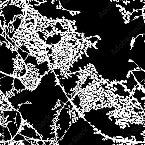Exotic black and white textured background with grunge texture graphics. Contemporary home textile, bedding, fabric, wallpaper, wall panel, poster, web banner.
