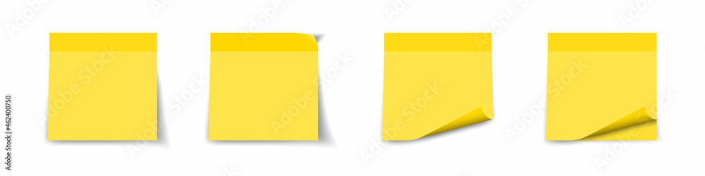 Realystic set stick note Post it notes collection with shadow. Vector illustration.