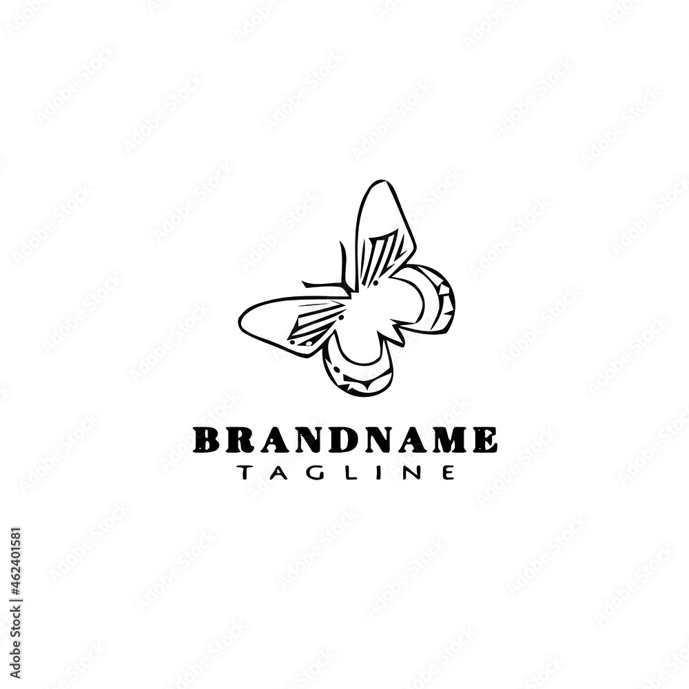 butterfly logo cartoon icon animal template black isolated vector illustration