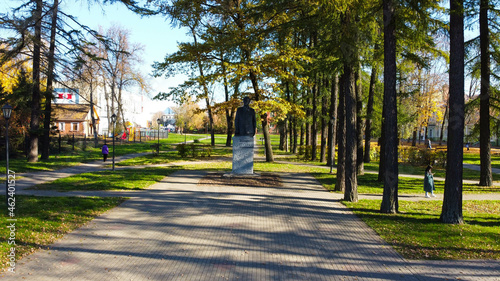 Sergiev Posad, Russia - 08 October 2021: Monument to Zagorsky in Sergiev Posad photo