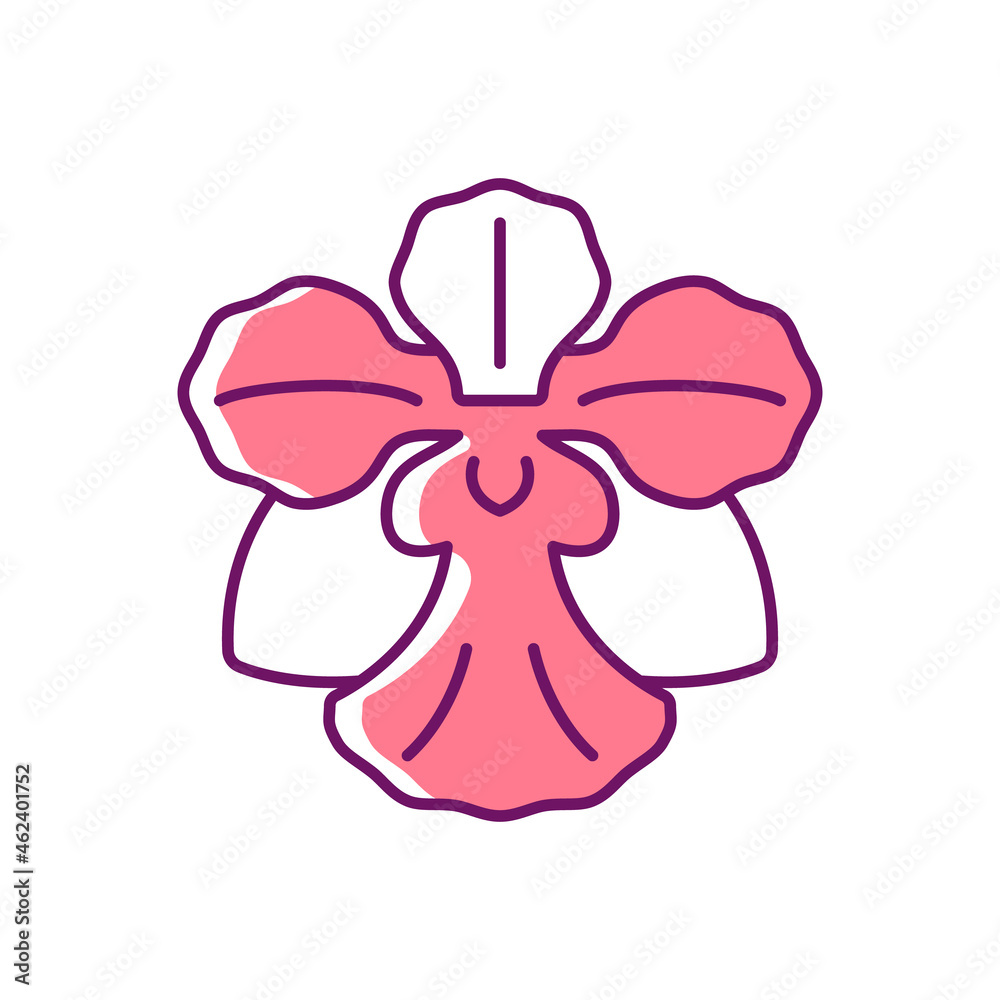 Vecteur Stock Vanda Miss Joaquim RGB color icon. Singaporean national