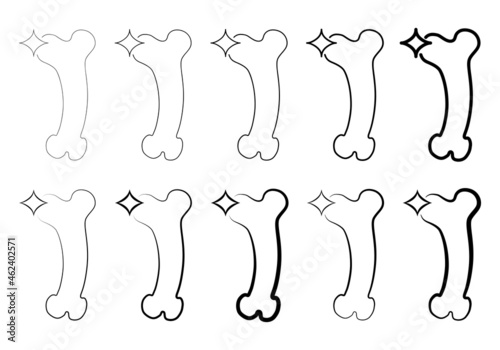 Healthy bone with star icon for traumatology, rheumatology, orthopedics or veterinary symbol, clinic or hospital emblem isolated on white background. Can be used for dog food logotype. Vector set.
