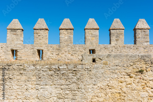 Defensive wall and battlement in Vejer la Frontera. Cadiz, Andalusia, Spain