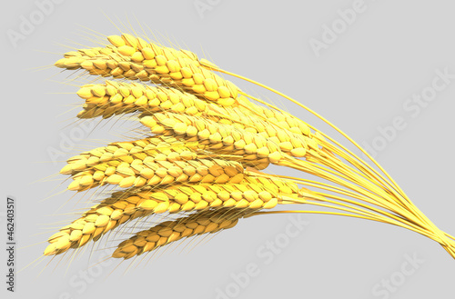 gold wheat sheaf, agricultural yield isolated - conceptual nature 3D rendering