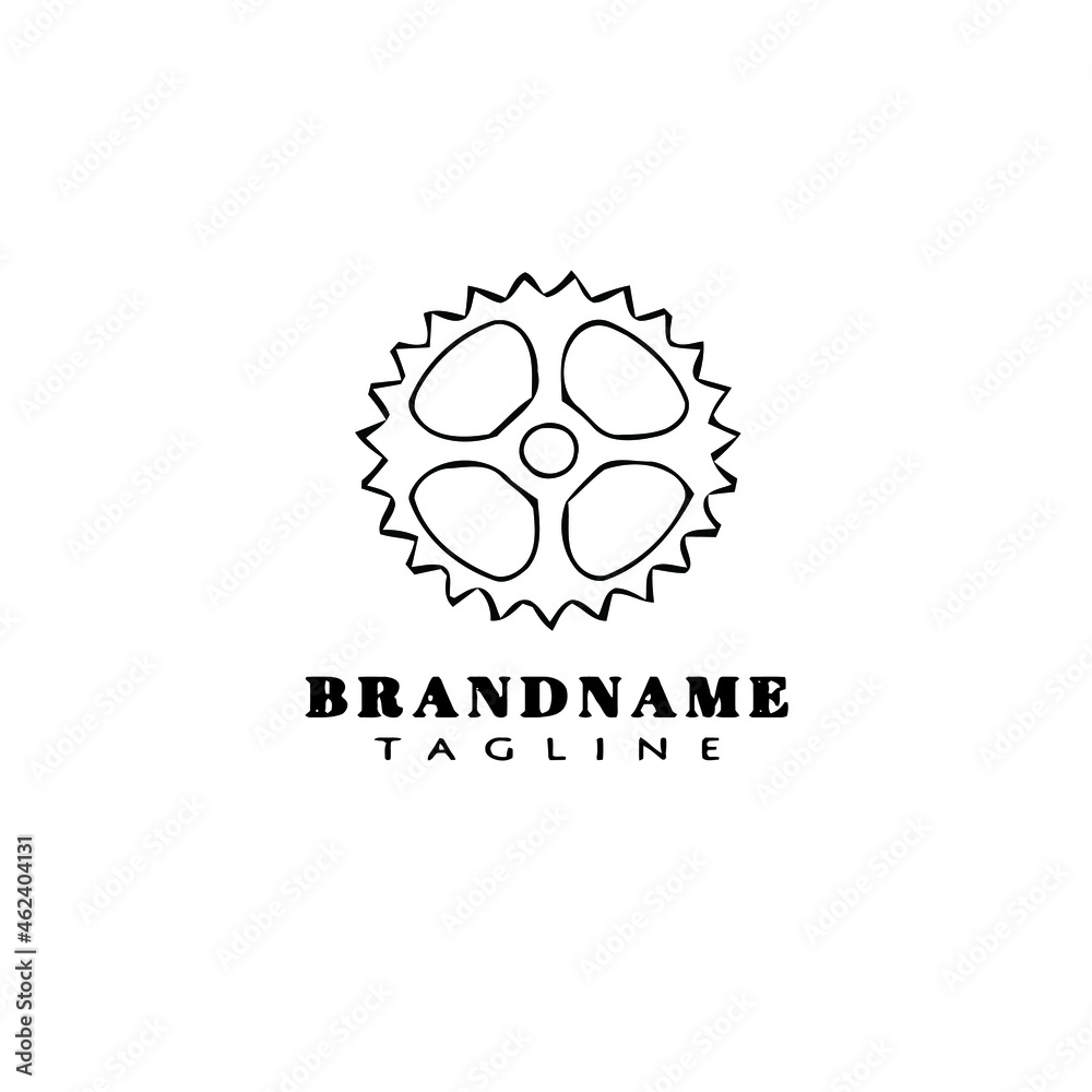bicycle sprocket cartoon logo icon design template black isolated vector
