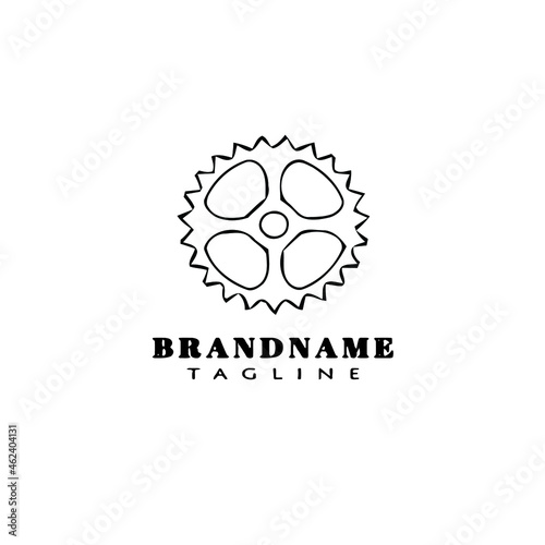 bicycle sprocket cartoon logo icon design template black isolated vector