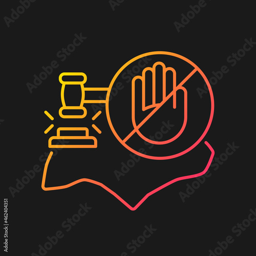 Fines and prohibitions gradient vector icon for dark theme. Singapore laws and regulations. Punishments for offences. Thin line color symbol. Modern style pictogram. Vector isolated outline drawing