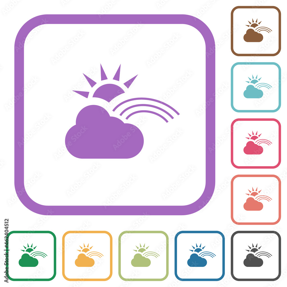 Sunny and rainbow weather simple icons Sunny and rainbow weather simple icons