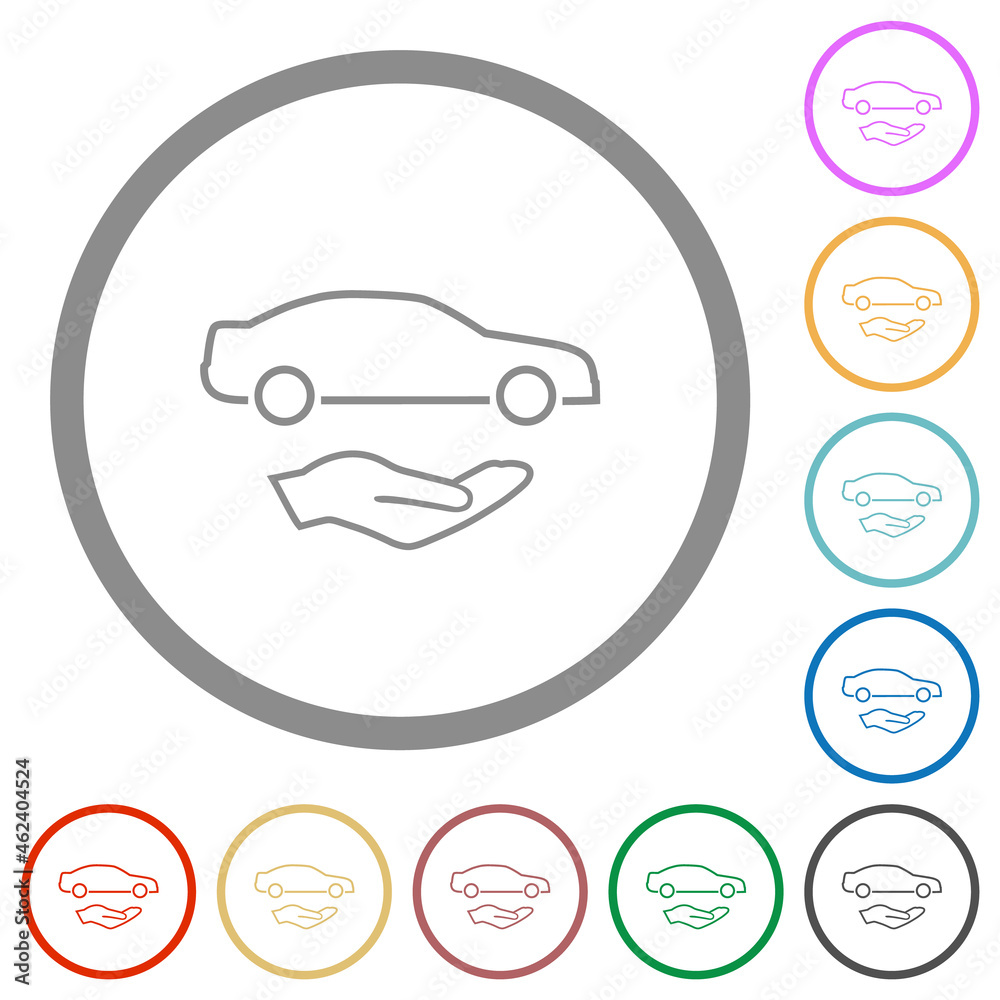 Car services outline flat icons with outlines Car services outline flat icons with outlines