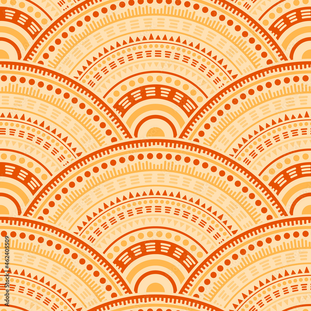 Ethnic circle shapes seamless geometric pattern. Ethnic circle shapes seamless geometric pattern.