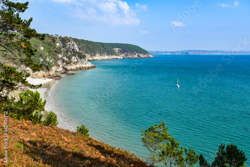 The coast of France by the ocean, peninsula, beautiful sea landscape.