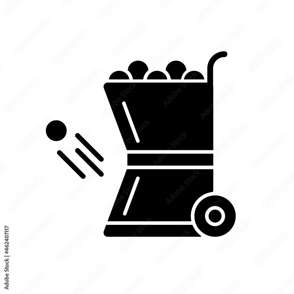 Ball throwing devices black glyph icon. Automatic ball launcher