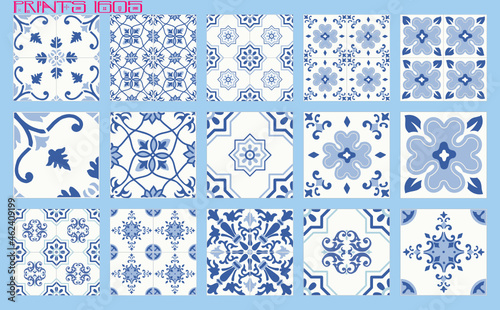 Pattern vector tiles traditional textures ornamental ceramics Spanish Portuguese Mexican Arabic Moroccan Italian colonial hydraulic majolica Turkish azulejos baldosas losetas racholas cerámicas